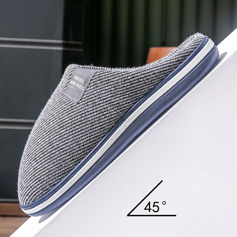 Trend Men Slippers Winter Warm Cotton Slippers Male Flats Soft Non-slip Slides Household Indoor Slippers Large Size 40-51 250716