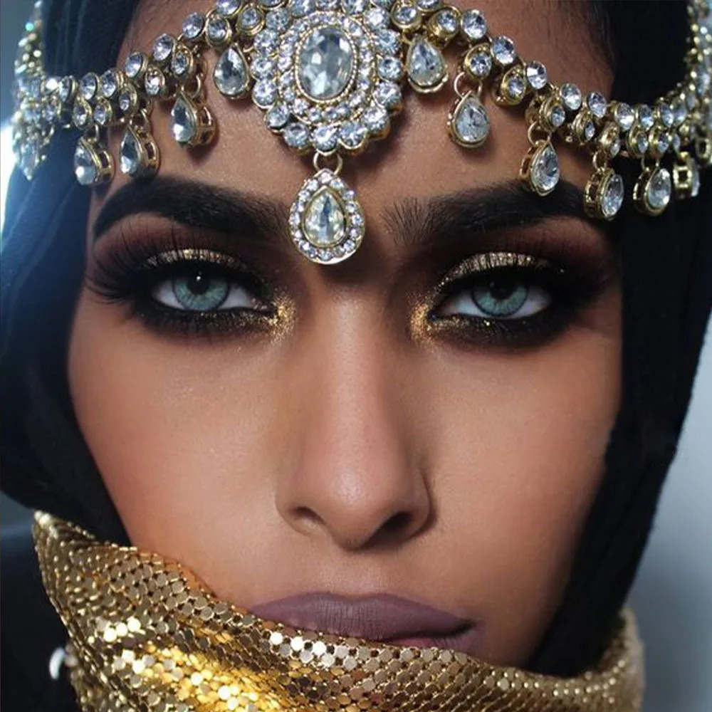Vintage Trend Rhinestone Head Chain Forehead Headband Indian African Bohemian Hair Accesories Crystal Fringe Tiara Headdress 250716