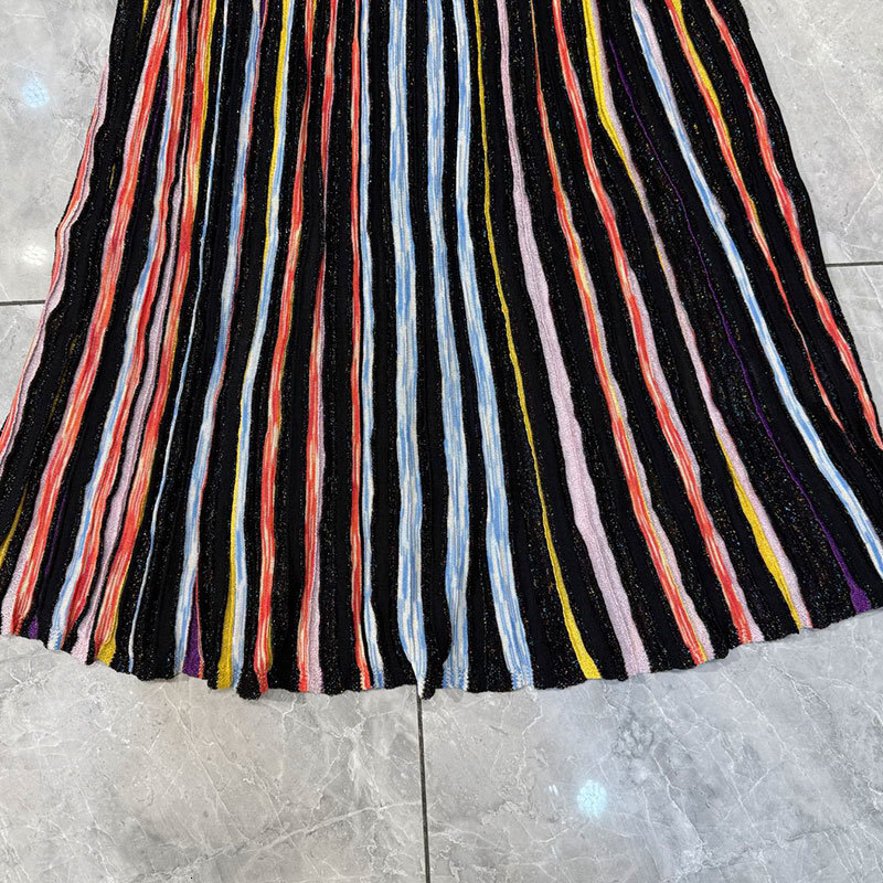 Women's Striped Long Sleeve Knit Dress Summer New Arrival High-End Fashion Y2K Round Neck Sequin Maxi Dress for Party Vacation S0736