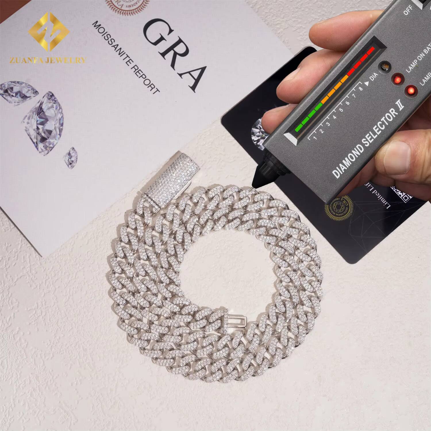 High Quality 10mm Two Rows VVS Iced Out Moissanite Hip Hop Jewelry Diamond Custom 925 Silver Cuban Link Chain Bracelet Necklace