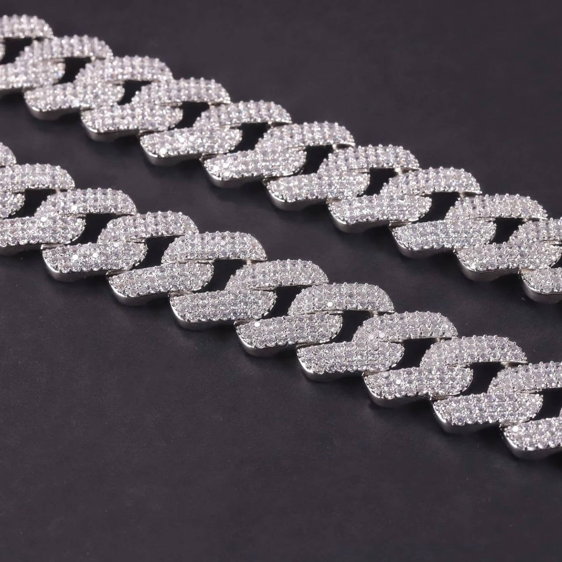 Astwo Moissanite Chain Sterling Silver 925 Gold Plated 14MM Miami Hip Hop Jewelry Moissanite Cuban Link Bracelet