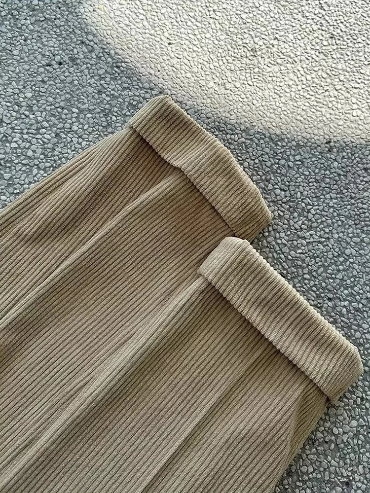Naples Style Casual Corduroy Trousers Mens Vintage Belt n Solid Color Ribbed Pants For Men Fall Trendy Slim Straight Pants 250707