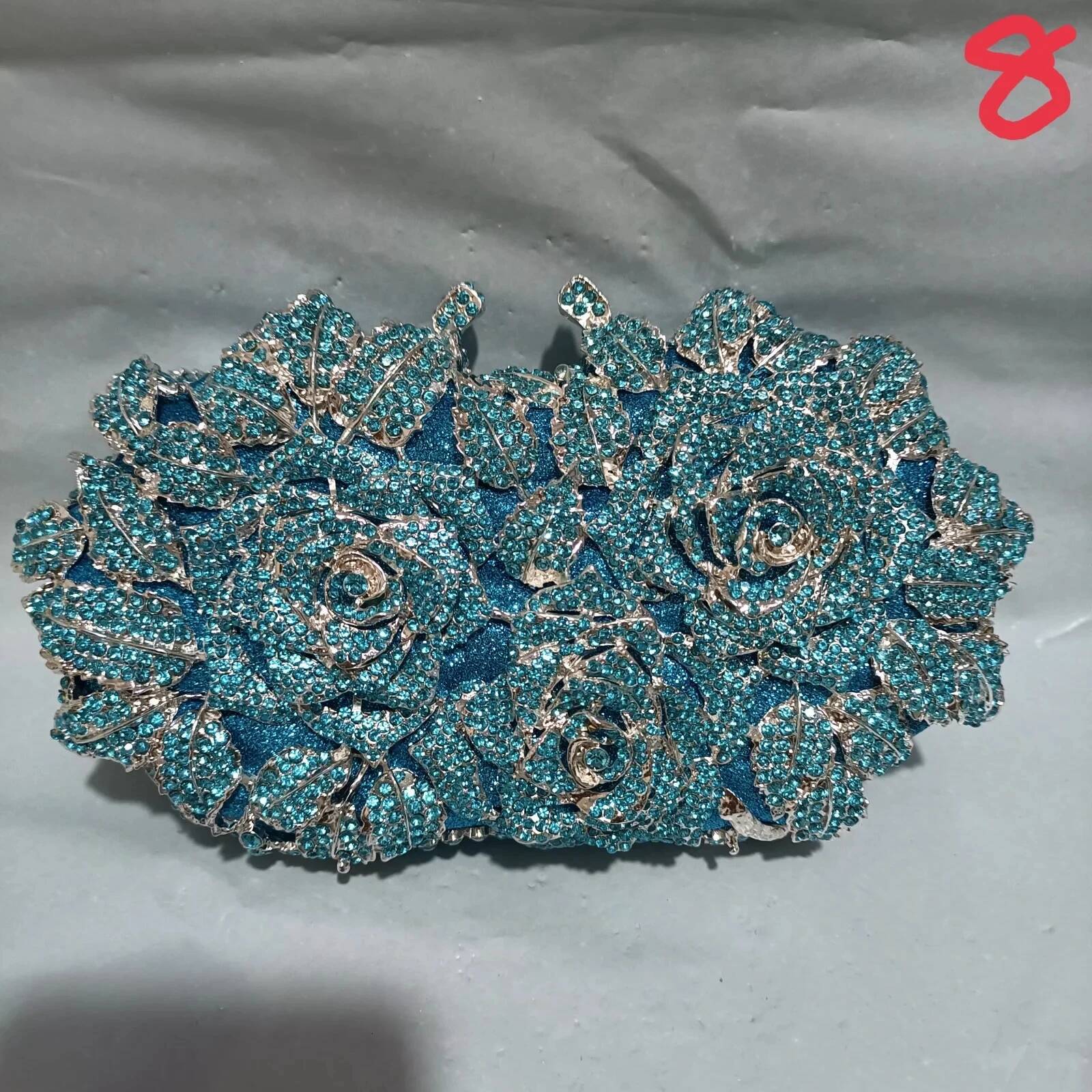 XIYUAN Woman Colorful Flower Crystal Evening Bag Banquet tail Party Handbag Wedding Bridal Dia Gala Floral Clutch Purse high-quality