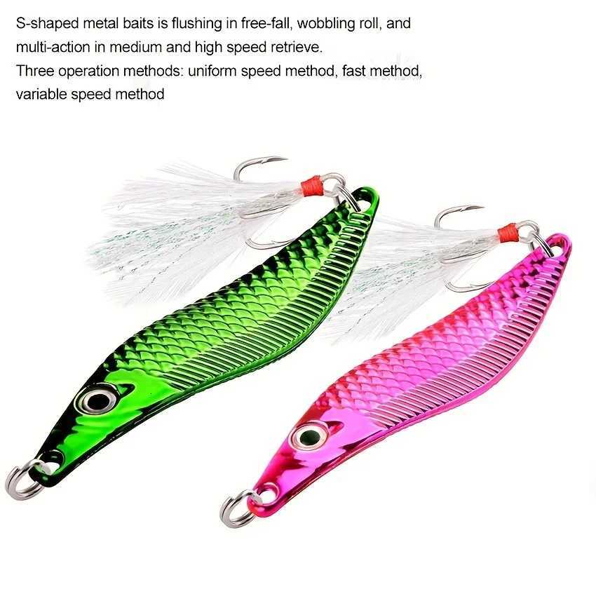 Aorace Metal VIB Leech Spinners Spoon Lures 7g-20g Artificial Bait With Feather Hook Night Fishing Tackle for Bass Pike Perch Z250717