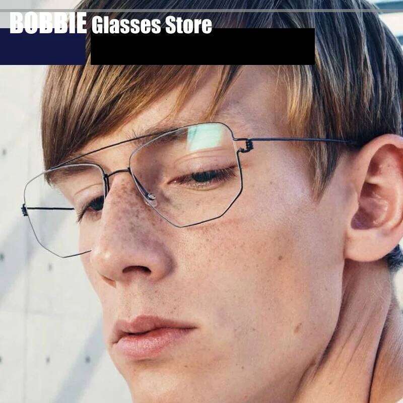 Air Titanium Glasses Frame Men Rim Square Polygon Eyewear Screwless Double Beam Handmade Eyeglasses Denmark Brand Design Edwin