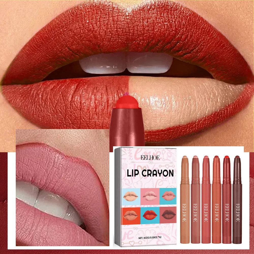 Waterproof Matte 6 Colors Lip Liner Pencil Lipstick Long Lasting Sexy Lip Tint Non-stick Cup Moisturising Lips Makeup Cosmetic 250716