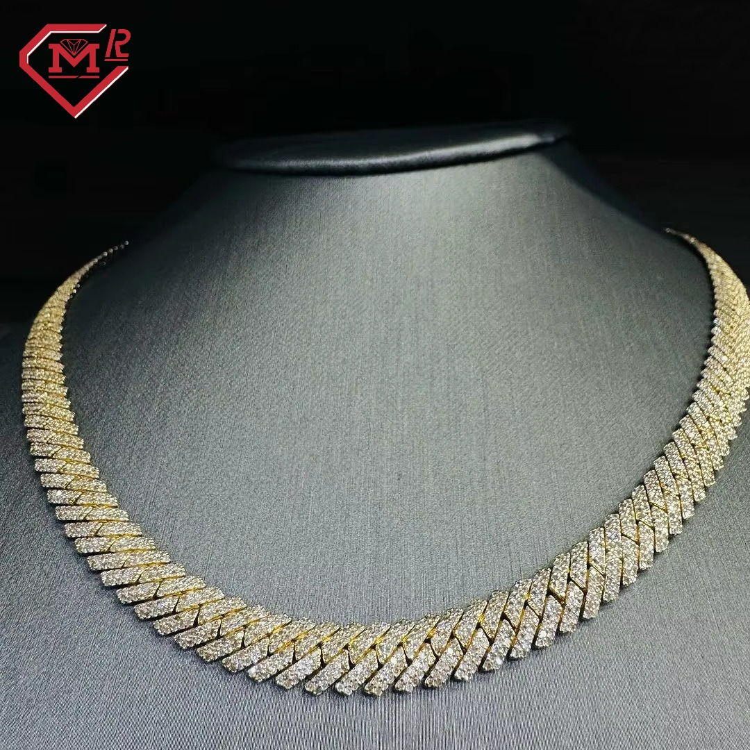 Hiphop 8mm 10mm 12mm Moissanite Chain Customized Clasp 925 Sterling Silver VVS Moissanite Cuban Chain
