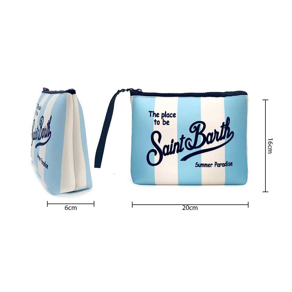 3 Saint B-Barth Striped Zip-Up Clutch Bag Neoprene Toiletry Bag Womens Neoprene Cosmetic Bag Unisex Neoprene Makeup Bag y250717