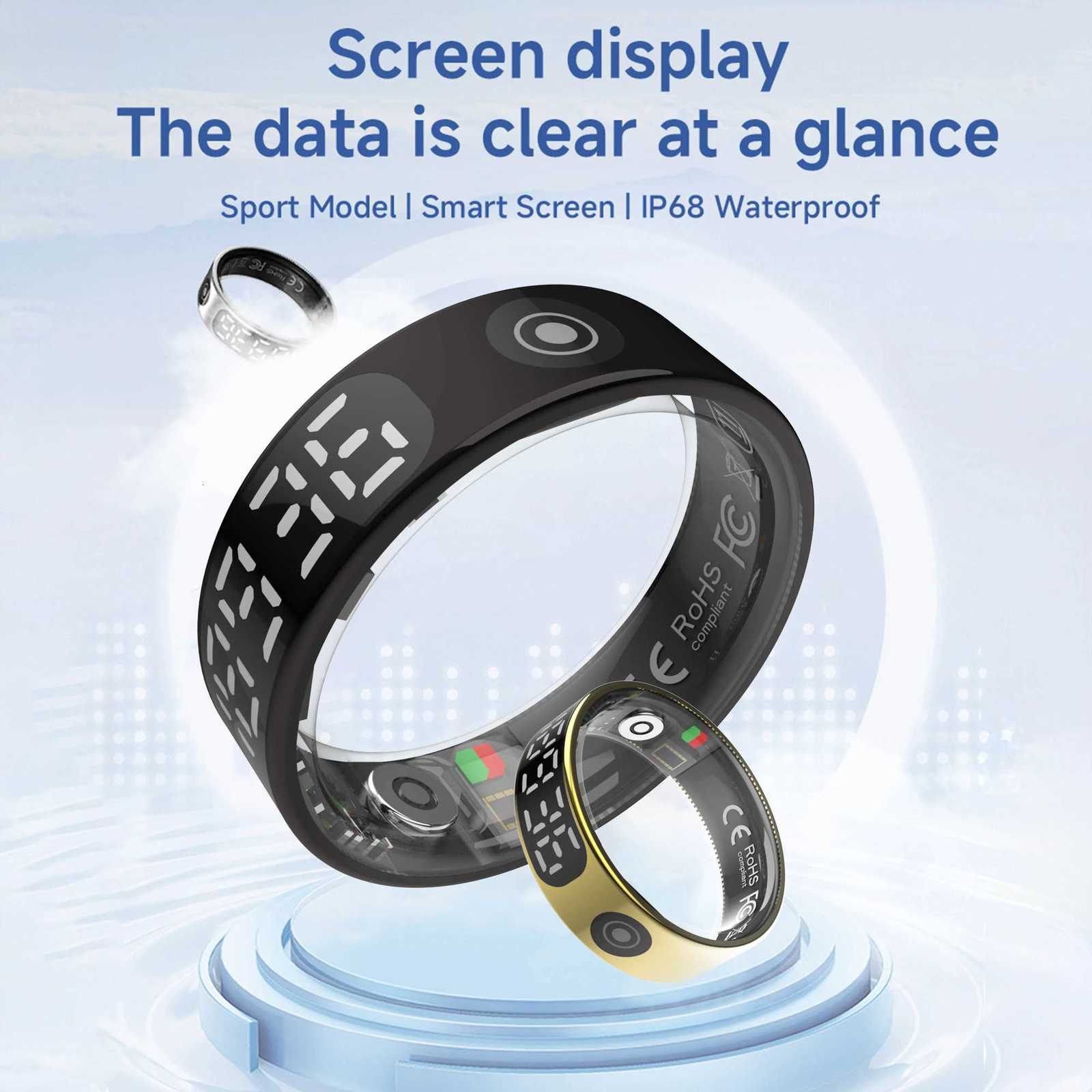 2025 New Smart Ring Digital Display 5ATM Waterproof Heart rate Sleep Health Monitoring Multisports Fashion Ring For Men Women W250717