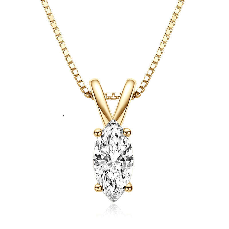 Classic S Sterling Sier Pear-Shaped Lamosan Stone Necklace Water Drop-Shaped Fairy Collarbone Chain 1E9