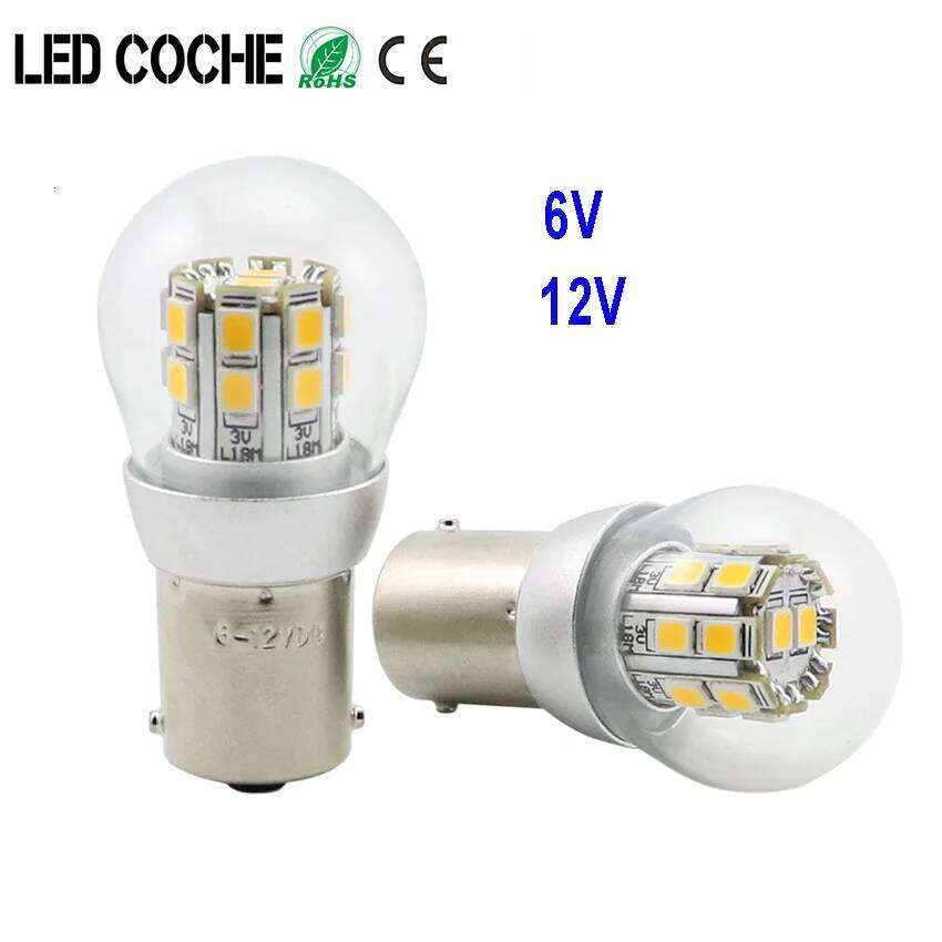 2pcs 6V Red BA15S 1156 P21W 12V P21/5w Led Brake light Car Turn Signal Auto Reverse Lamp Warm white