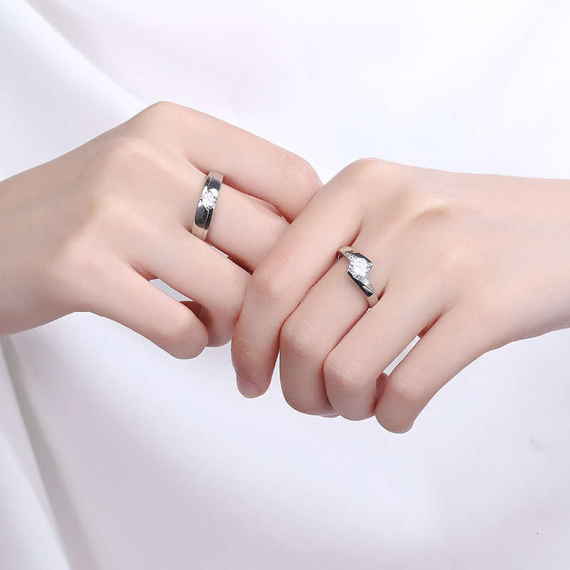 Couple's Diamond Moissanite Adjustable Open Proposal Ring Unisex Couple Rings bbd