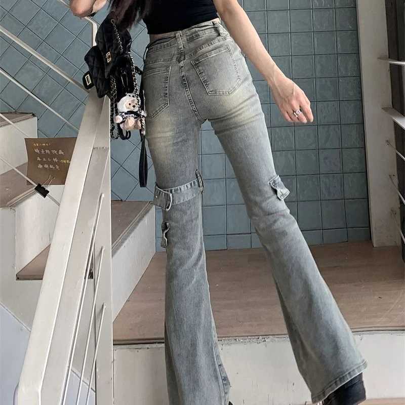 Bell Bottom Jeans For Women Stretchy Skinny Gray High Waist Flared Pants Female Boot Cut Denim Trousers Vintage Tall Girls R250716