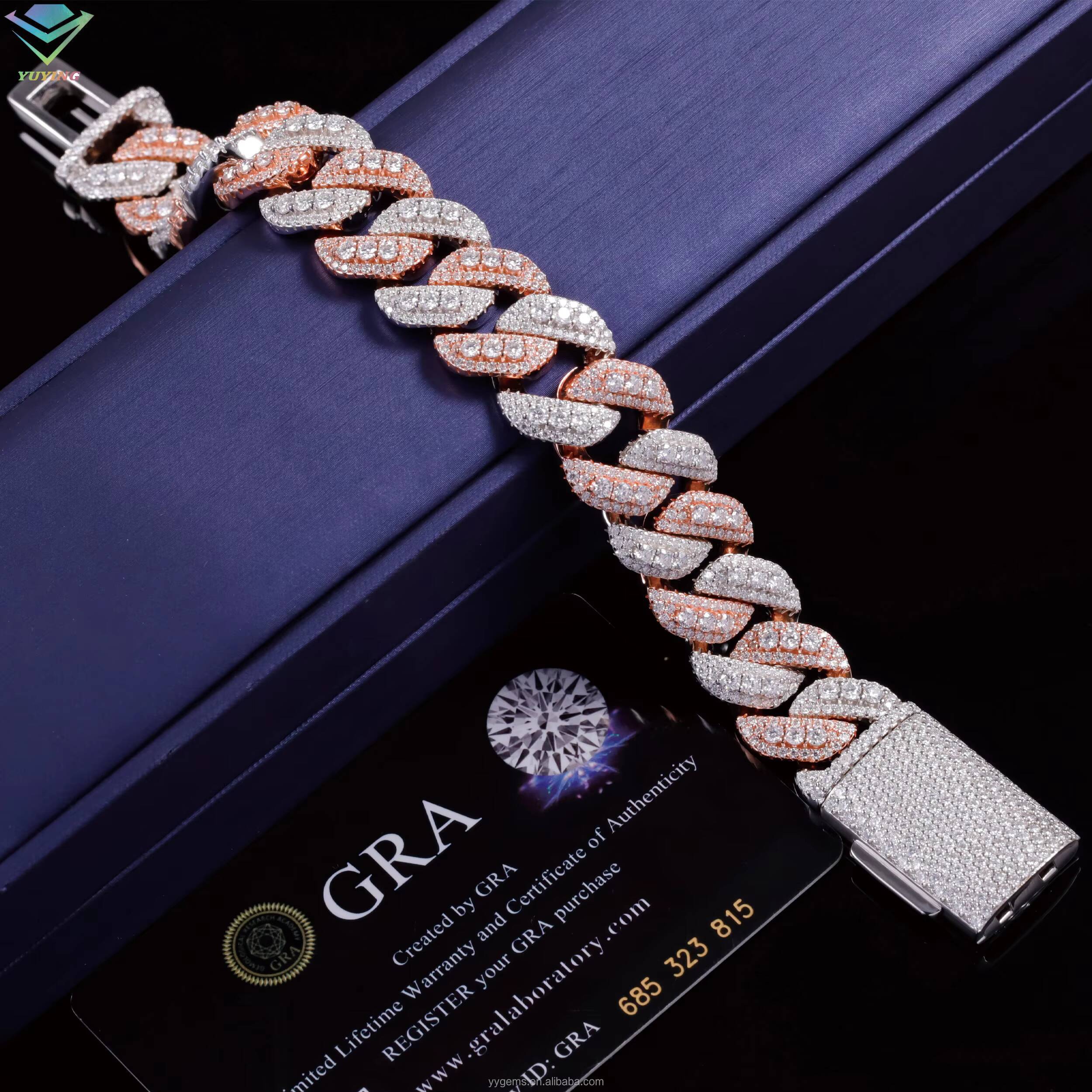 Hip Hop Chain 18mm Iced Out VVS Moissanite Diamond Necklace 925 Solid Silver Cuban Link Chain for Men