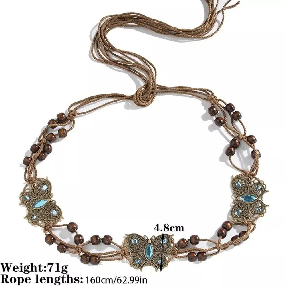 Butterfly Tassel Waist Chain Y2K Trendy Bohemian Belt Summer Beach Accessories Vintage Flower Bohemian Belt 250715