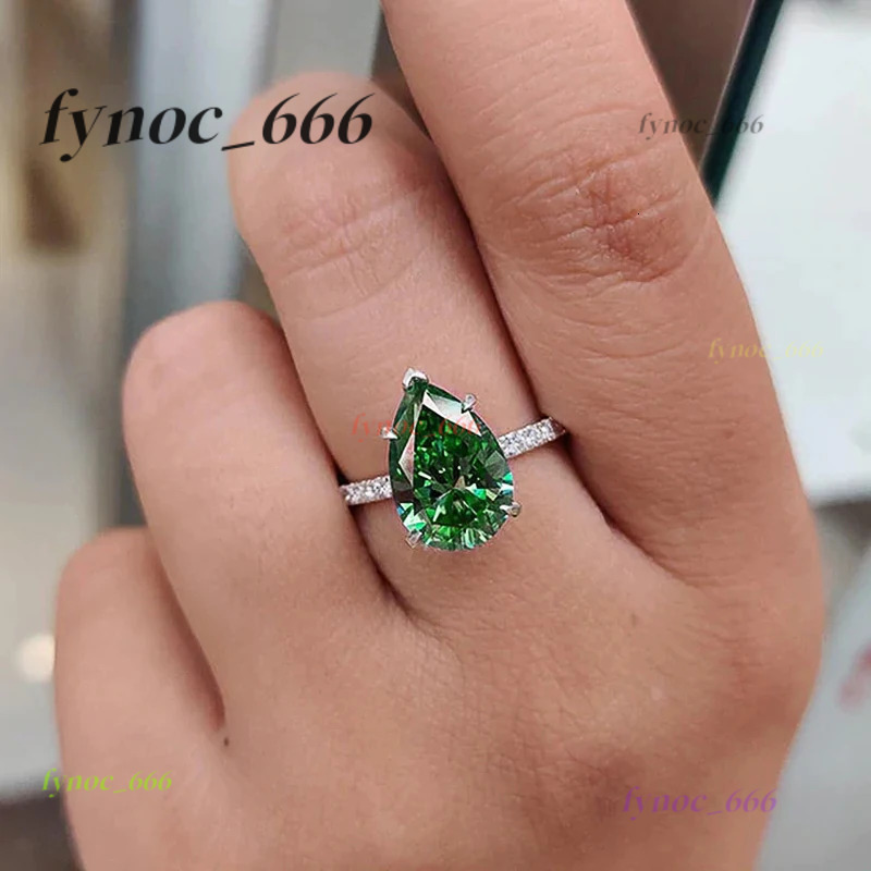 Green Water Drop Morganite Rings for Women Silver Color Luxury Trendy Wedding Engagement Accessories Temperament Female Jewelry
