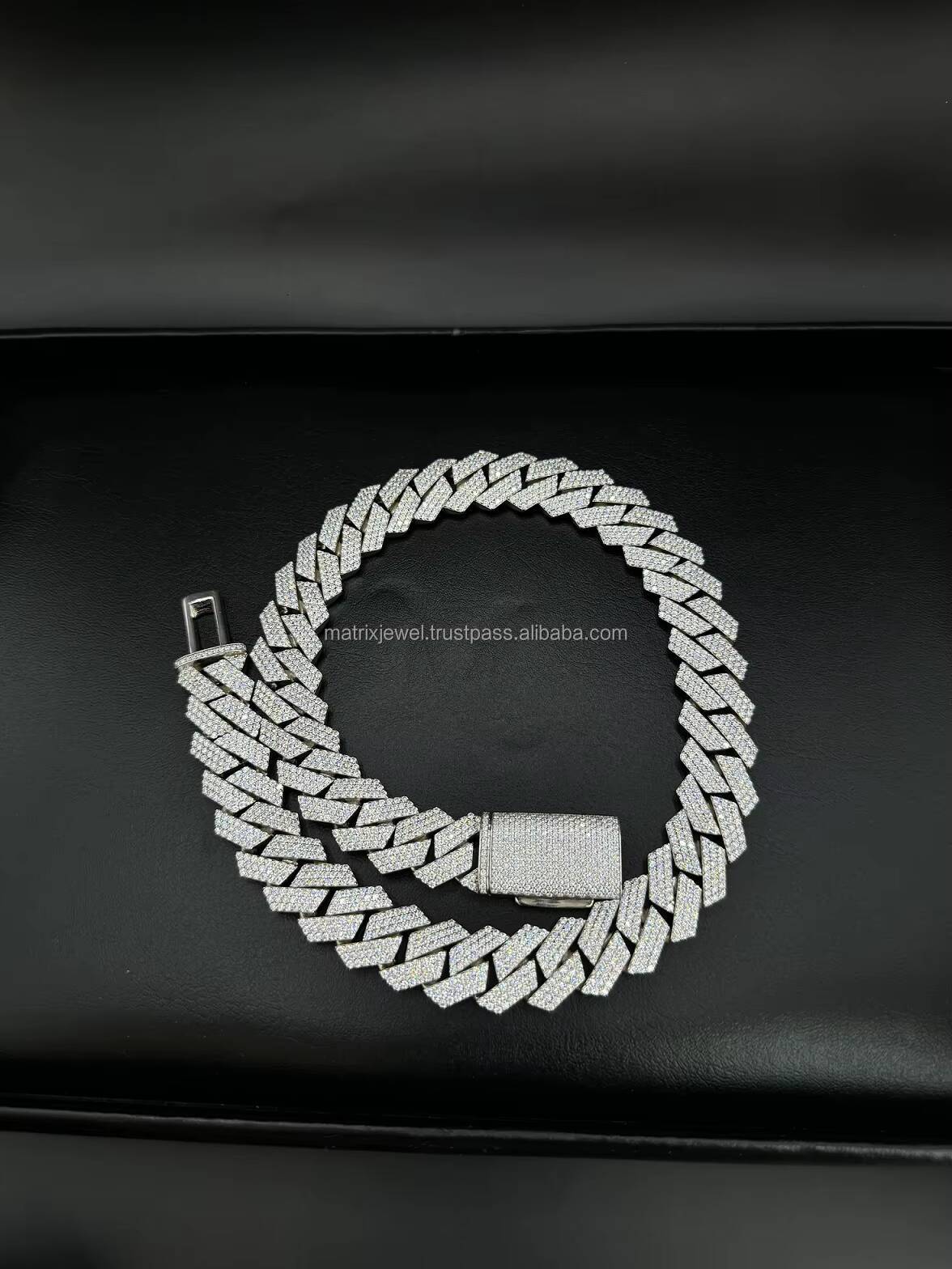 16mm 3 Rows Cuban Chain D VVS Moissanite Cuban Link Chain Iced Out 925 Silver Hiphop Moissanite Chain Cuban Necklace