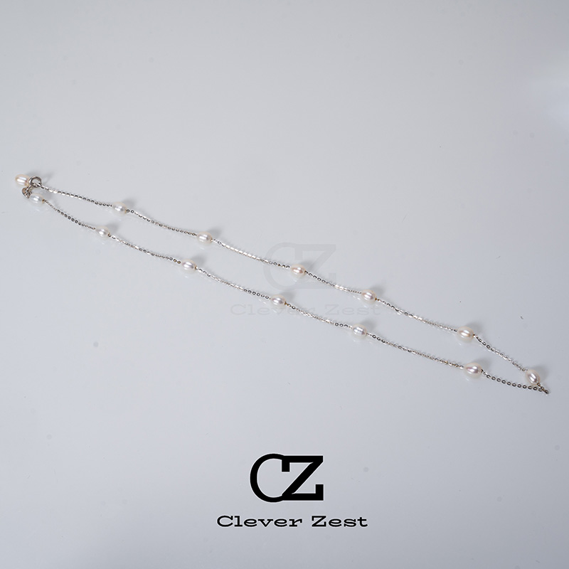 Natural freshwater pearls S925 silver full star natural pearl necklace stacked fashion design ladies gift