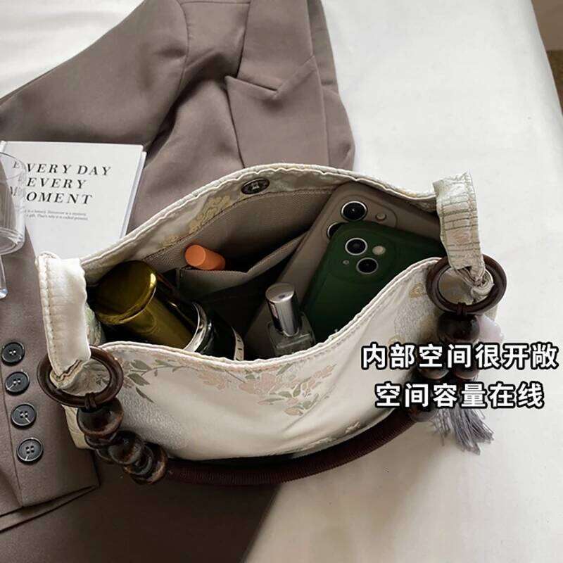 HAEX Chinese Style Ladies Handbags Designer Satin Floral Tassels Underarm Shoulder Bolso Mujer Elegant Sac A Main Femme