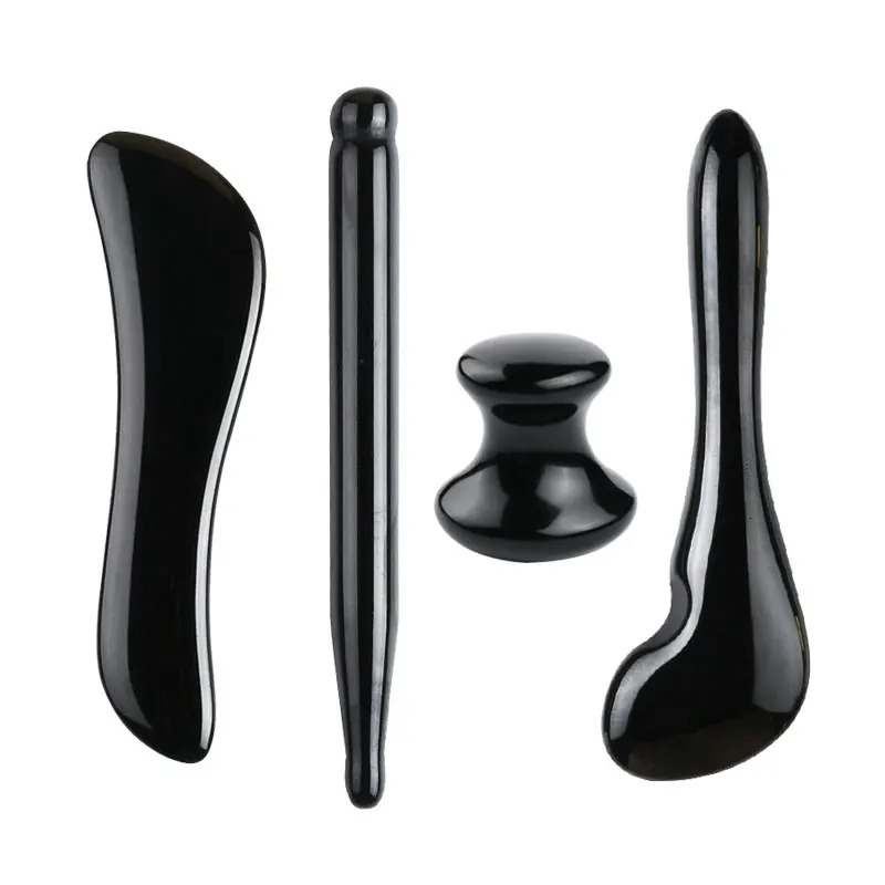 Natural Stone Guasha Massage Gouache Scraper For Face Jade Roller Massager Set Black Obsidian Gua Sha Board Facial SkinCare Tool 250716