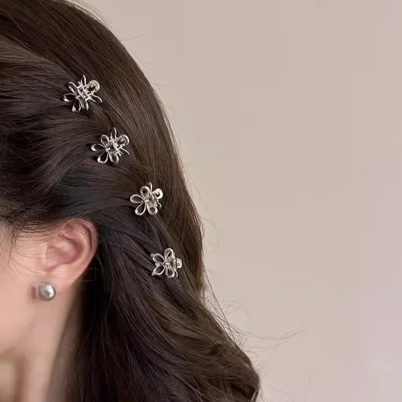 2pcs/set Korean Metal Flower Small Hair Claw Bangs Side Clip Sweet Cute Hairpin Headdress Small Mini Bang Shark Clip Women Girls 250716