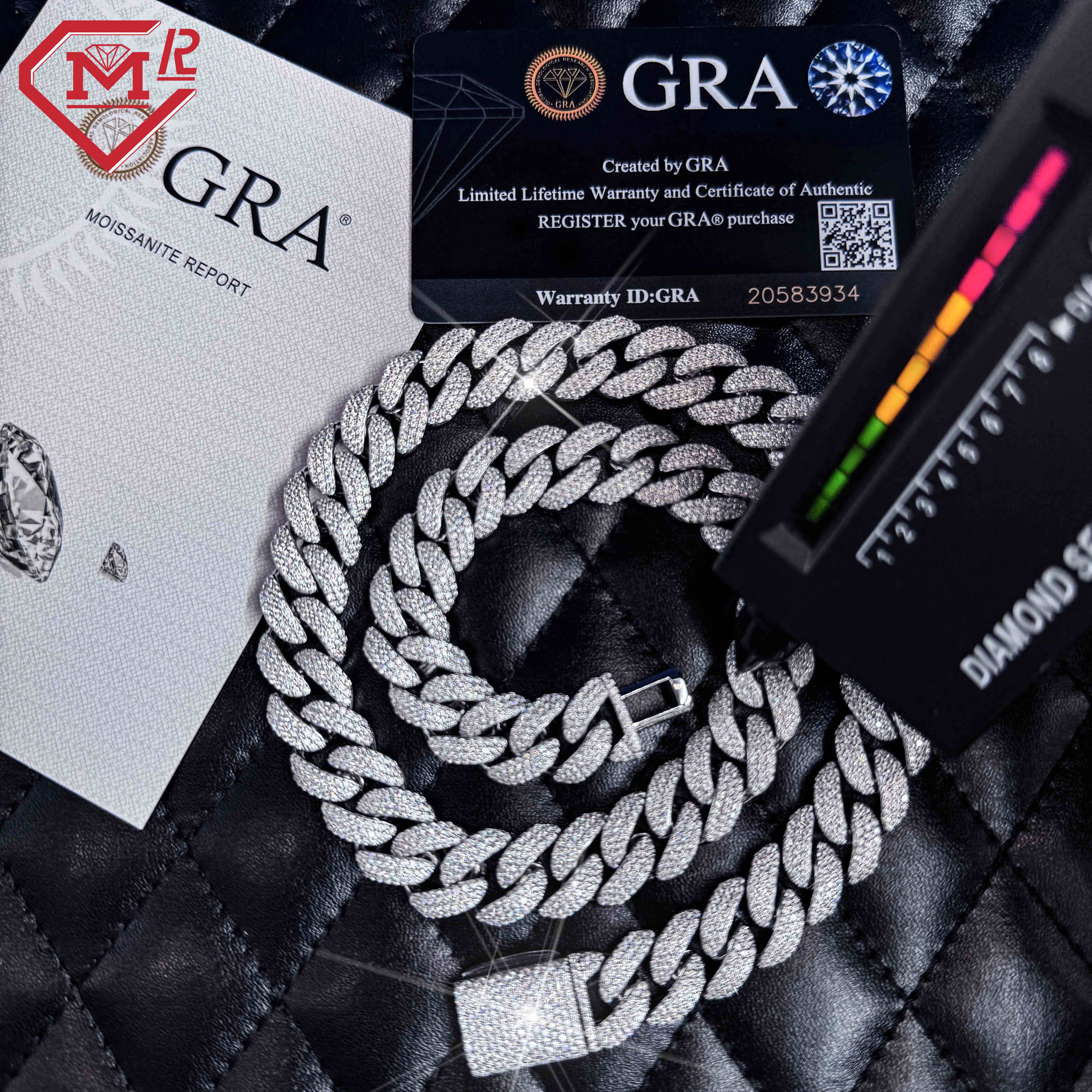 Elegant Hiphop Cuban Chain 925 Sterling Silver Custom Clasp Iced Out Moissanite Cuban Chain