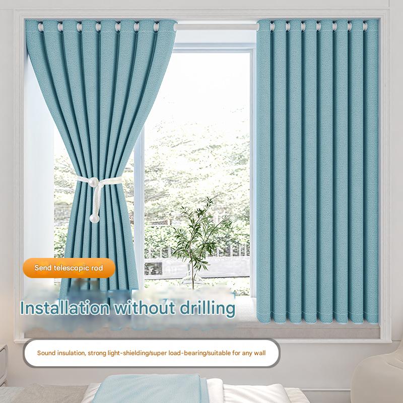 YL-36607 bedroom blackout curtain, no need to punch holes, installation with telescopic rod, a complete set of partitions, sunshade and sun protection