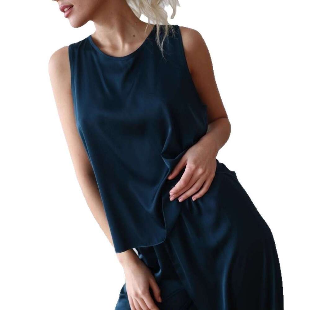 Vest Long Pants Pajama Spring New Comfortable Draped Back Cross Home Wear Set B5