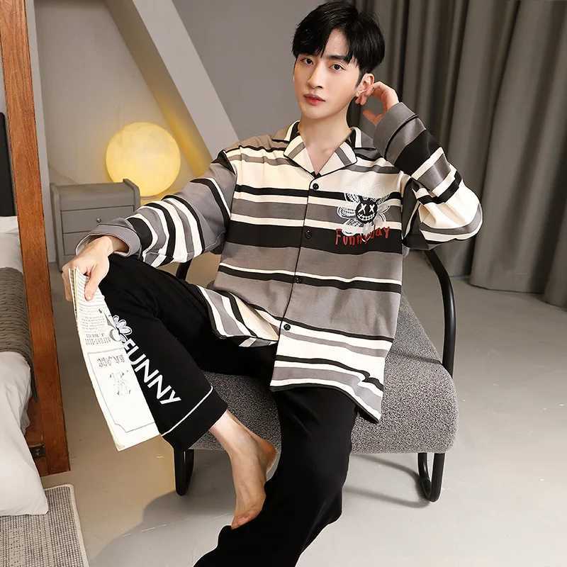 Cotton Pajamas Mens Spring and Autumn Long Sleeve Pants Men Can Wear A Large Size Home Suit Cozy Thermal Pajamas for Both Men and Women W250717