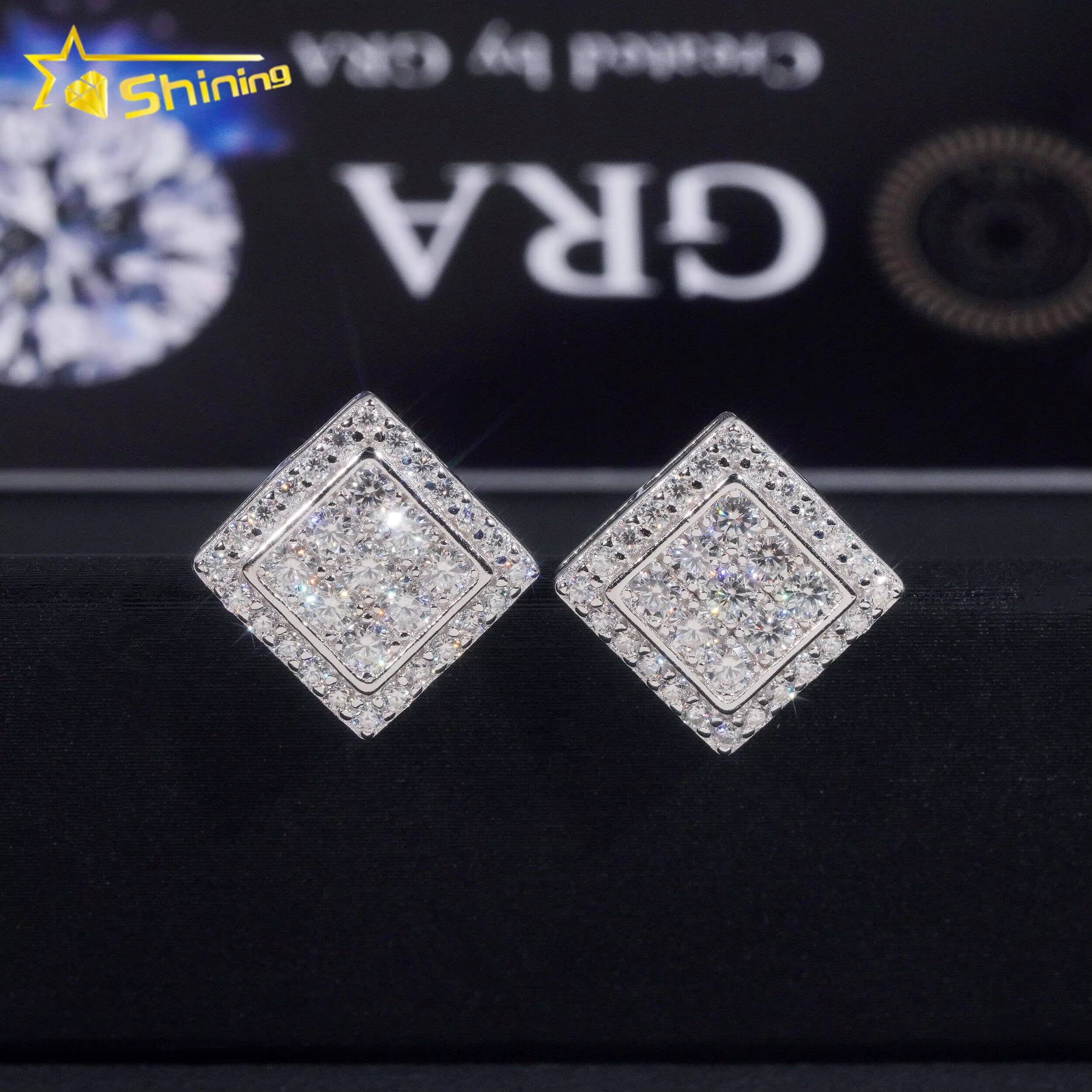 Hight Quality New Arrival Pass Diamond Tester GRA VVS Lab Diamond Fully Iced Out 925 Silver Jewelry Moissanite Stud Earrings