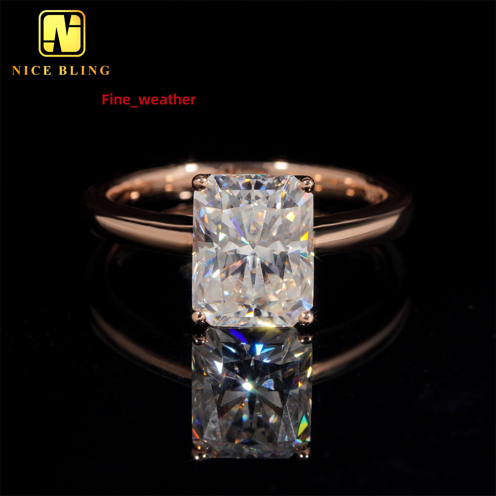 Luxury Radiant Cut Diamond Wedding Rings Women 14K Real Gold VVS Moissanite Engagement Ring for Women