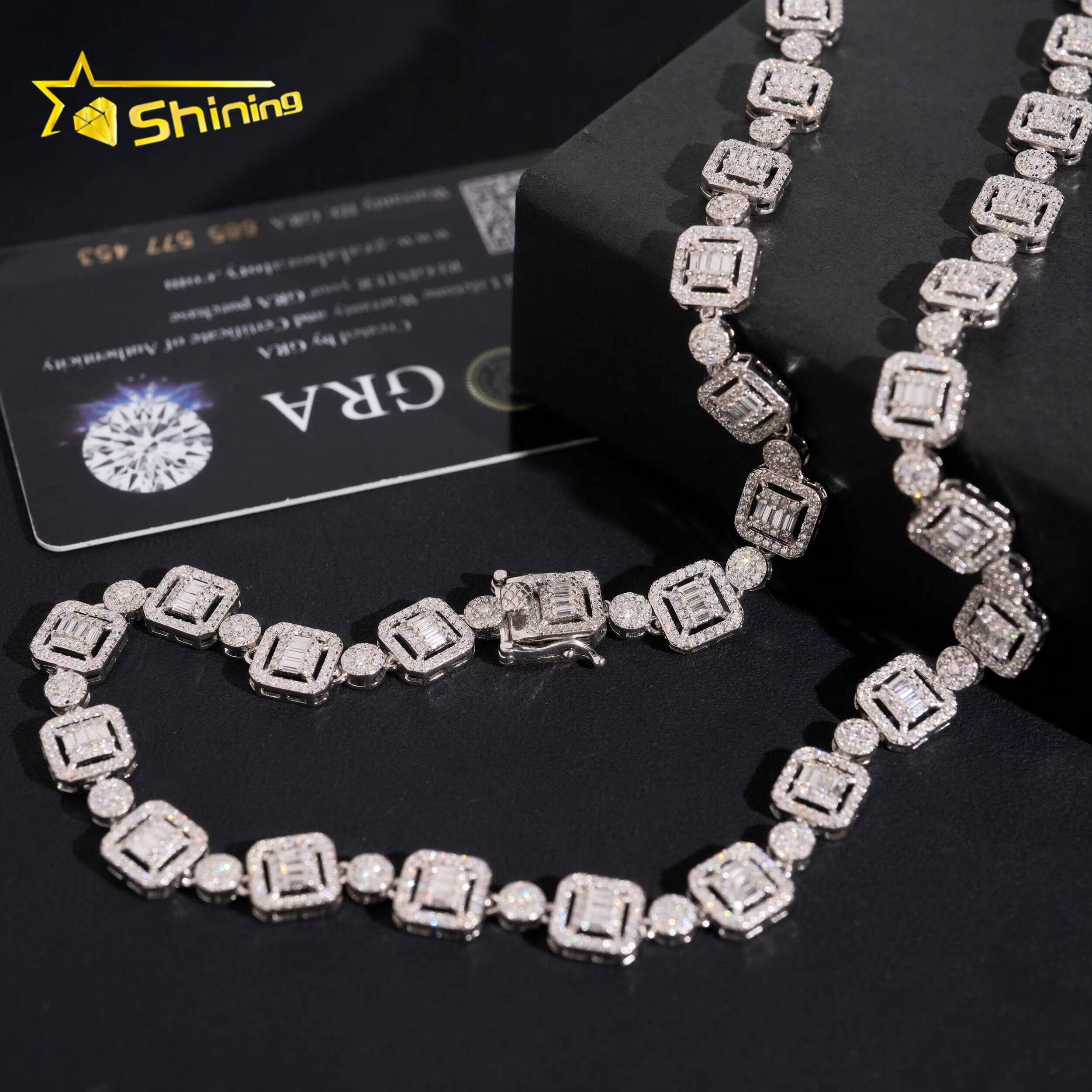 GRA Certificate High Quality Moissanite Diamond Hip Hop Jewelry 9.5mm Cuban Link Chain 925 Silver Iced Out Cuban Chain Necklace