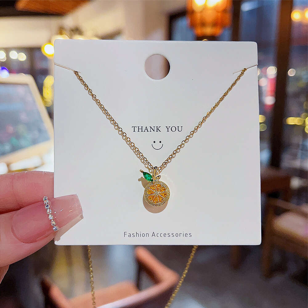 Titanium Steel Non-Fading Fresh Pendant Lemon Necklace Light Elegant Versatile Small Design Collarbone 2023 New Model 5D2