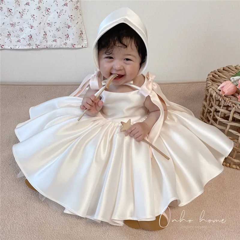 Baby Girl Flower Dress Kids Birthday Baptism Dresses For Children White Ball Gowns Girls Boutique Party Wear Elegant Frocks Z250716