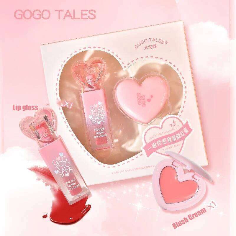 GOGO TALES Matte Blusher Mirror Hydration Lip Gloss Kit Beauty Gift Set Cosmetic Makeup X250716