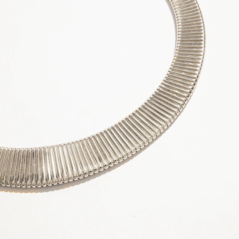 Tocona Vintage Exaggerated Gold Silver Colour Chunky Choker for Women Striped Collar Necklace with Adjustable Chain Jewelry 250717