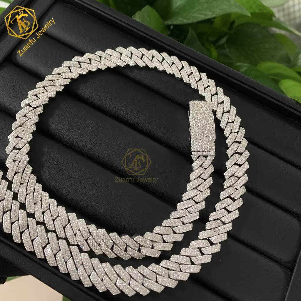 Custom Pass Diamond Tester Hip Hop Jewelry 925 Sterling Silver 6mm 8mm Iced Out VVS Cuban Link Moissanite Chain for Men