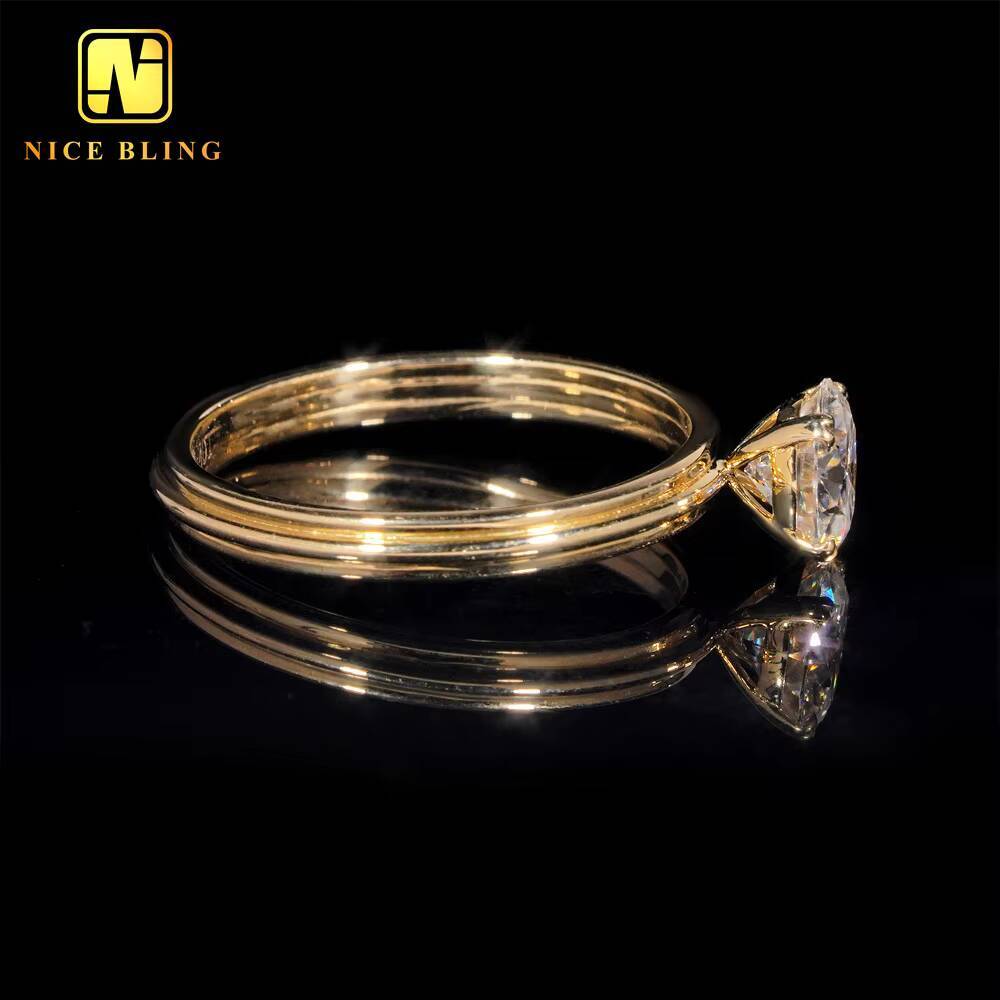 Ladies Jewelry Diamond Wedding Rings Women 10K Real Gold Round Cut VVS Moissanite Engagement Rings for Women