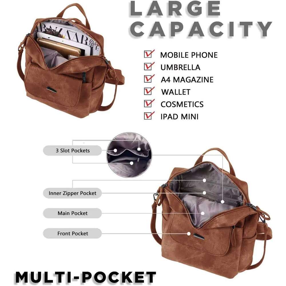 PU Leather Purse For Women Fashion Multipurpose Design Handbag Ladies Shoulder Bags Travel Backpack