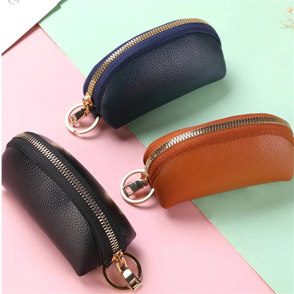 Soft Leather Holder Organizer Pouch Men Women Car Wallet House Keychain Housekeeper Key Case Zipper Mini Card Bag
