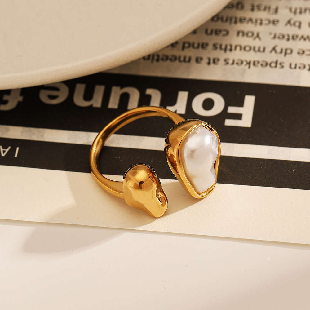 Stainless Ring Titanium Steel French Style High-End Personality Niche Gold-Plated Non-Fading Waterproof Women's Jewelry