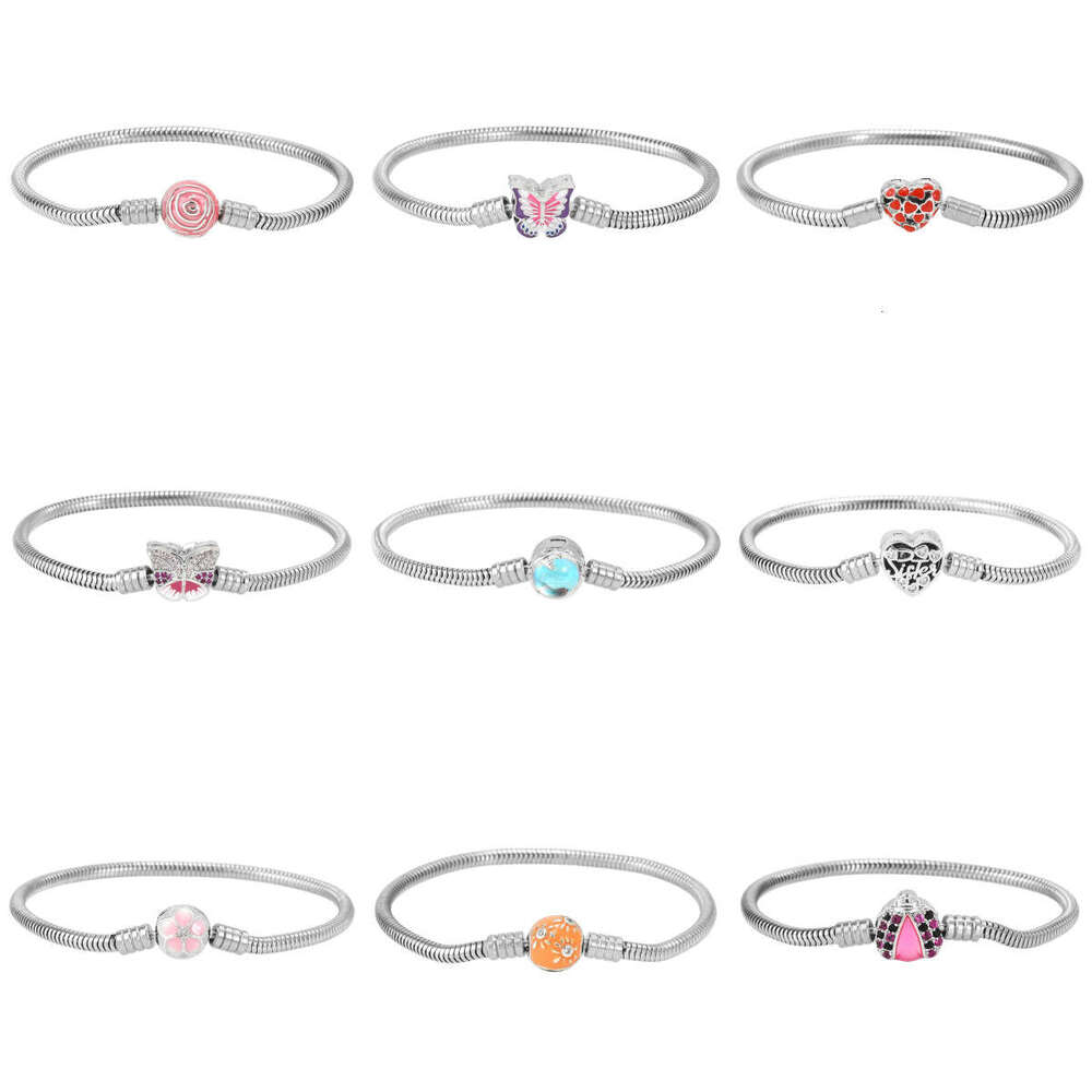 Creative Women's Heart Butterfly Zircon Snake Bone Basic Chain DIY Pendant Beaded Jewelry Bracelet 97B
