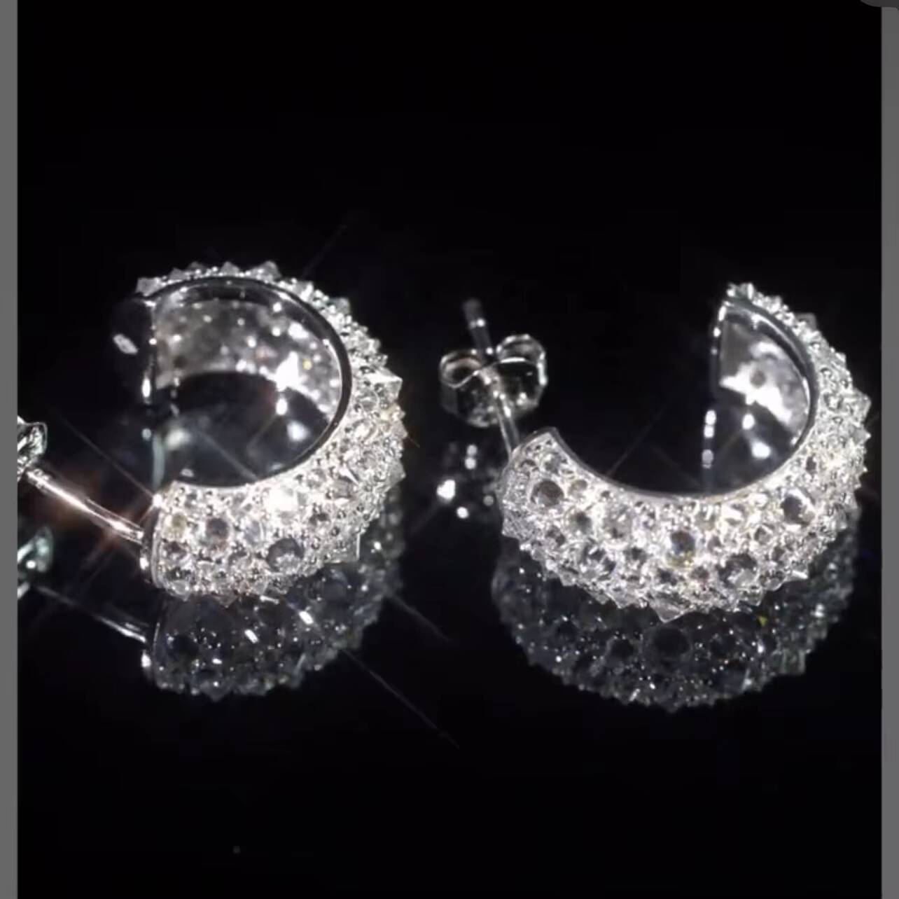 GRA Certificated Pass Diamond Tester Men Earrings 925 Sterling Silver Upside Down Mosaic Setting Diamond Hoop Huggie Earrings