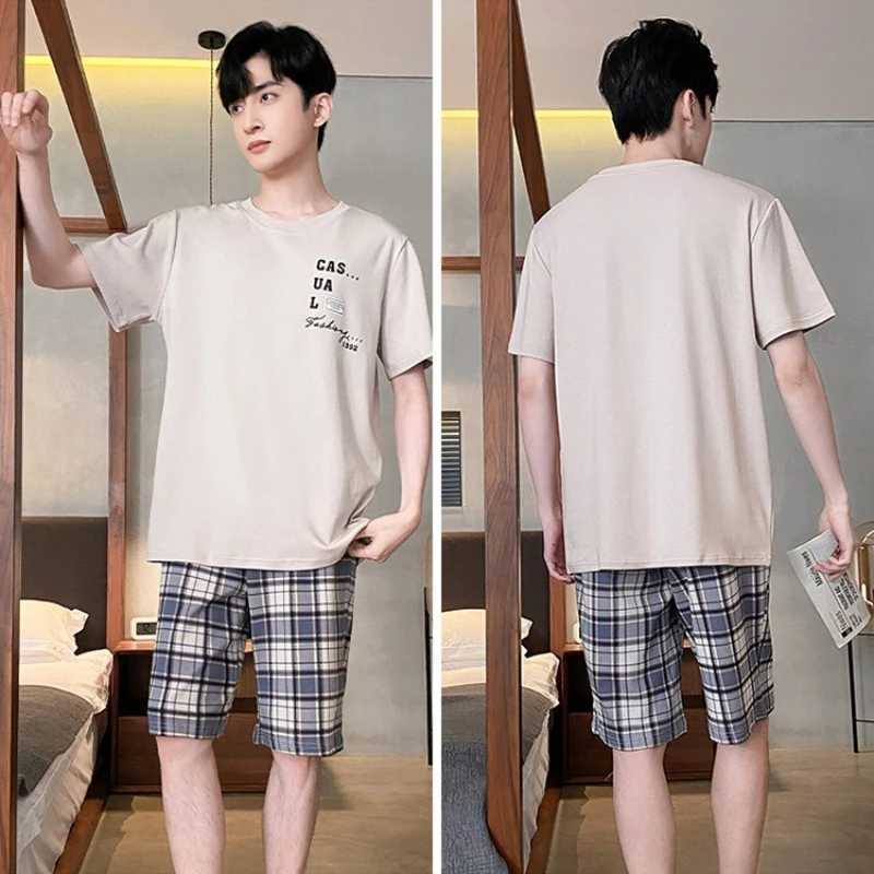4XL Plus Size Summer Pajamas Set for Men Korean Style Home Clothes Short Sleeve Pullover Shorts PJs Male Casual Loose Sleepwear W250717