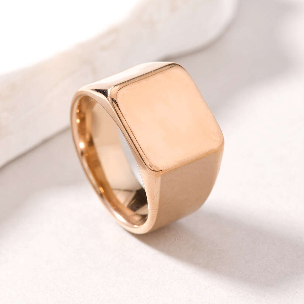 Trendy Titanium Casting Geometric Smooth Stainless Steel Ring Unisex Adjustable Jewelry