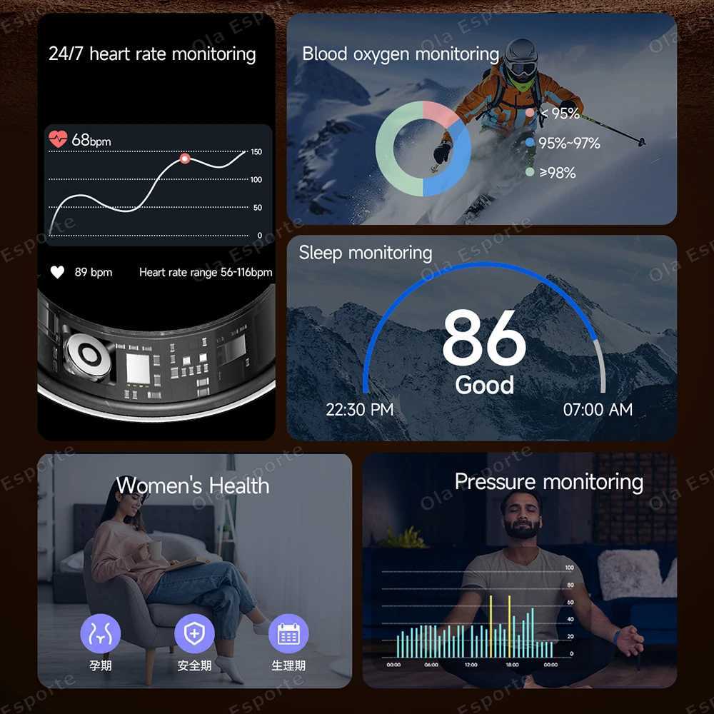 New Smart Ring Call Message Notification Hand Gestures Control Health Monitoring IP68 5ATM Waterproof Ring for Men and Women 2025 New W250819