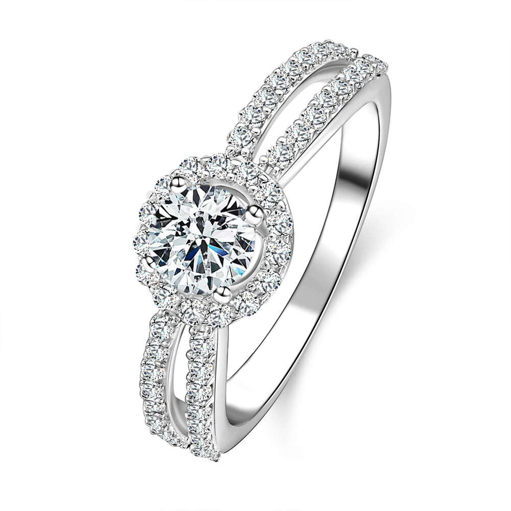 0.5 fashion Simulated Moissanite Split Arm Light High-End Luxury Wedding Proposal Zircon Ring 266