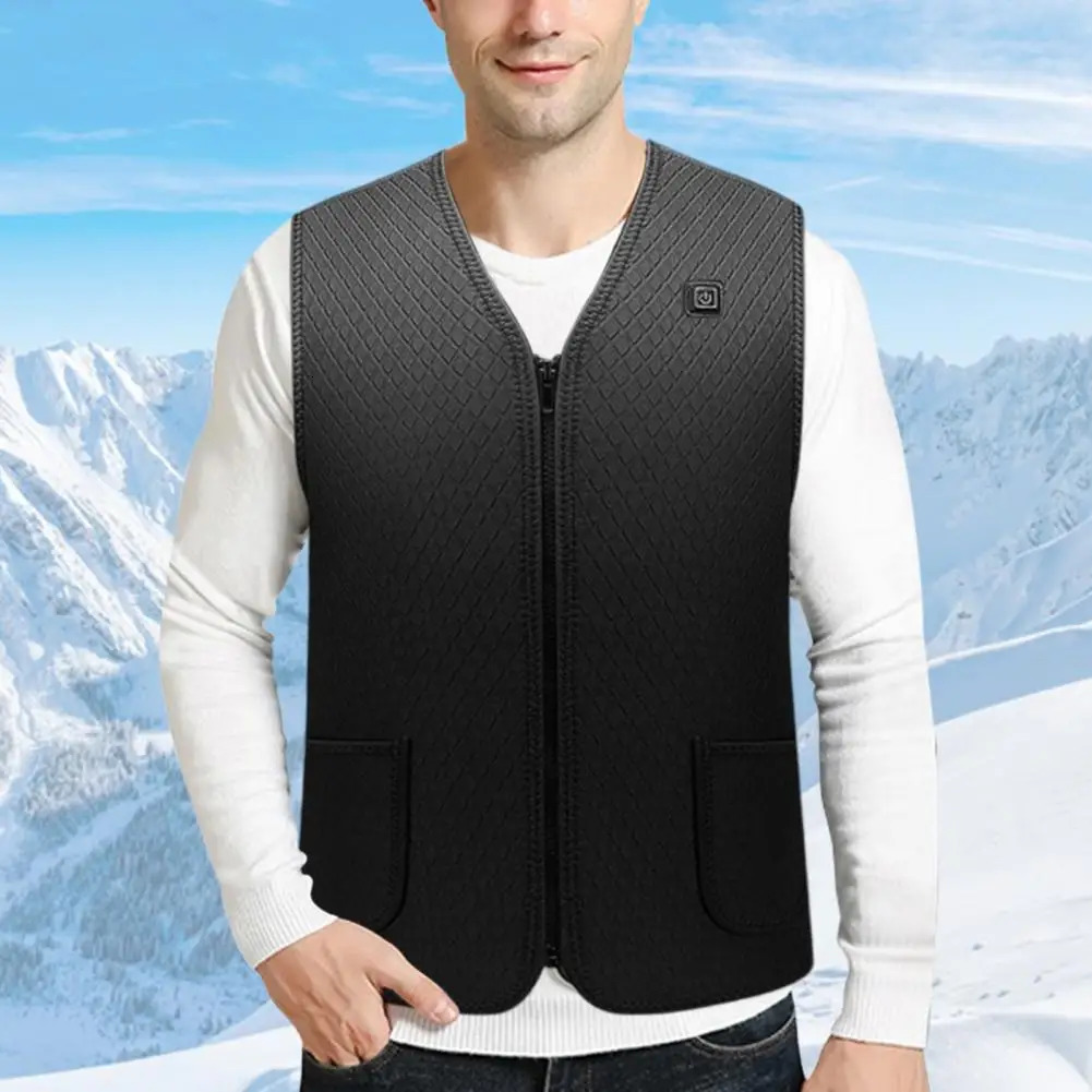 Men Heated Vest 3 Heating Levels Smart Temperature Control Vest Waterproof V Neck Thick Windproof Waistcoat Padded Waistcoat 250716