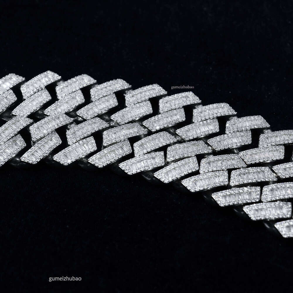 Pass 100% dia testDesigner necklace22mm Heavy Duty Hip-Hop Necklace Sier Long Stick Bread Iced VVS Moissanite Lab Cuban Chain