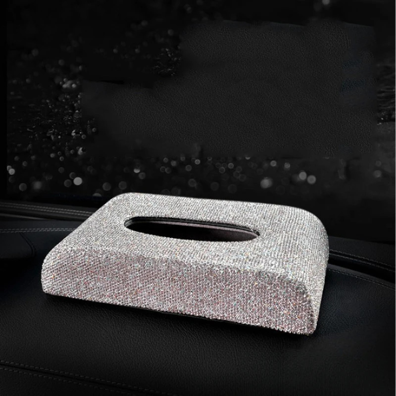 Car Diamond Crystal Tissue Box Napkin Holder Tissue Pumping Paper Box Toilet Paper Towel Storage Box Home Decor Auto Accessories 250715